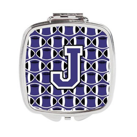 CAROLINES TREASURES Letter J Football Purple and White Compact Mirror CJ1068-JSCM